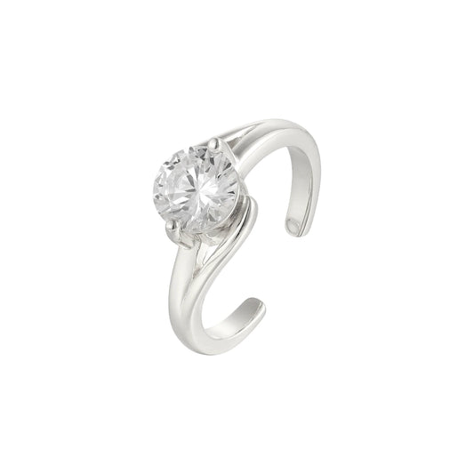 Vielring - Runder Zirkonia Stein Ring - 925 Silber - Silber