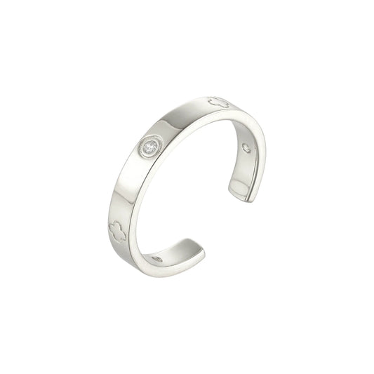 Vielring - Kleeblatt Zirkonia Ring - 925 Silber - Silber