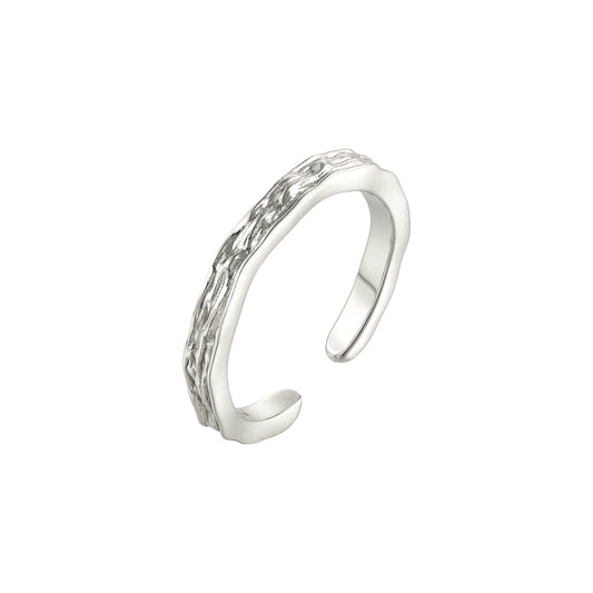 Vielring - Dünner gewellter Abstrakter Ring - 925 Silber - Silber