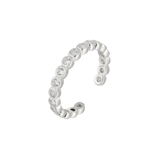 Vielring - Ring mit runden Zirkonia Steinen - 925 Silber - Silber