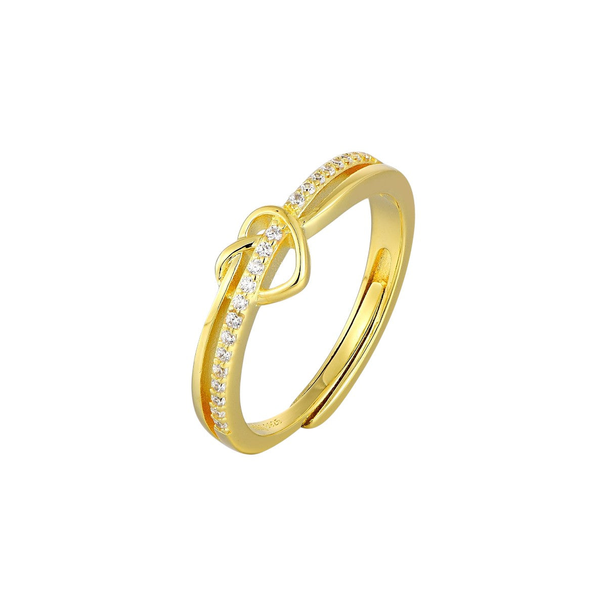 Vielring - Ring mit Zirkonia Steinen & Unendlichem Herzen - 925 Silber - Gold