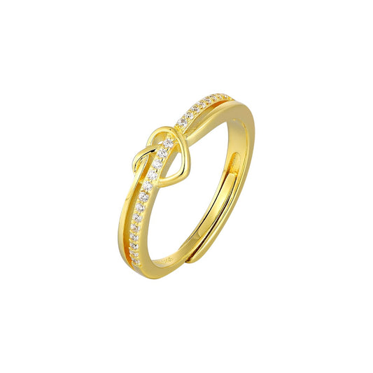 Vielring - Ring mit Zirkonia Steinen & Unendlichem Herzen - 925 Silber - Gold