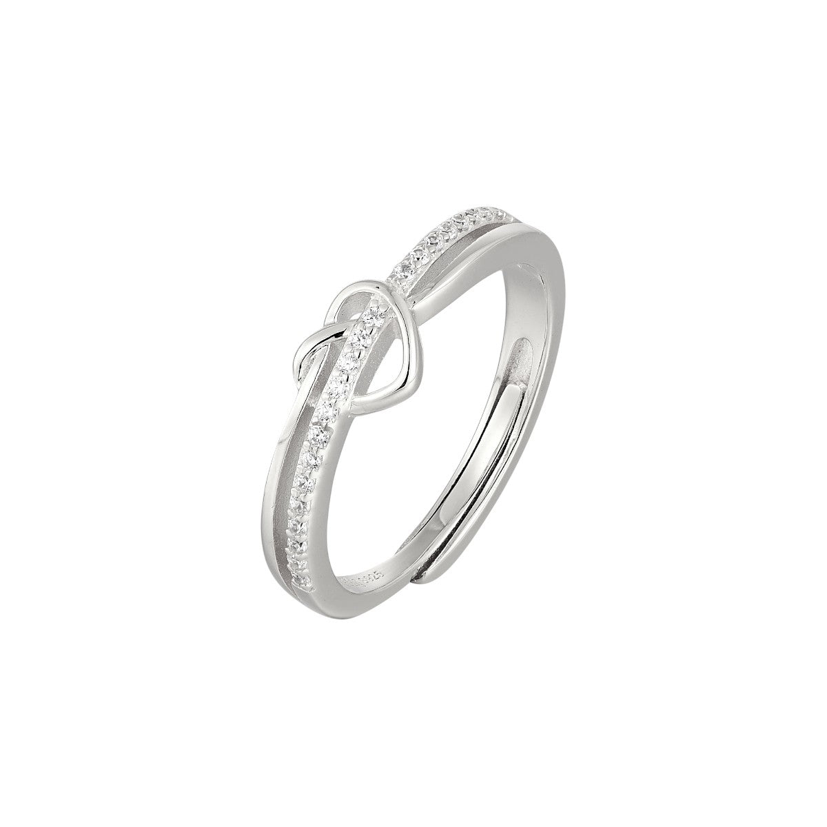 Vielring - Ring mit Zirkonia Steinen & Unendlichem Herzen - 925 Silber - Silber