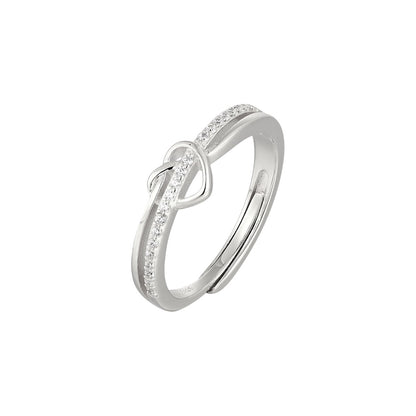Vielring - Ring mit Zirkonia Steinen & Unendlichem Herzen - 925 Silber - Silber
