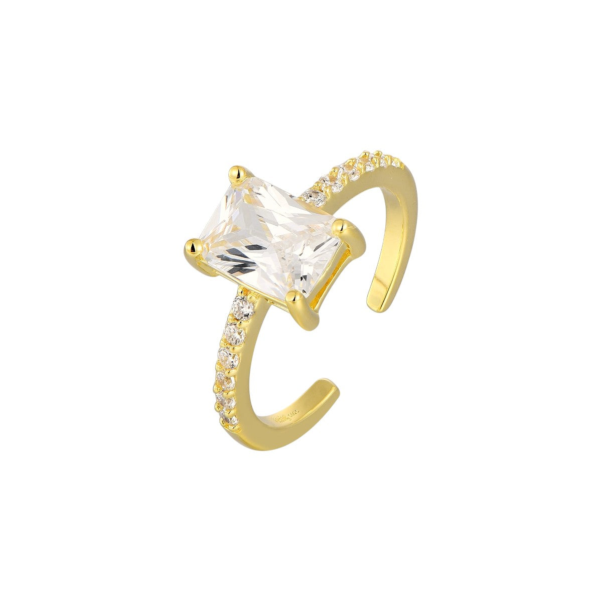 Vielring - Großer Zirkonia Stein Ring - 925 Silber - Gold