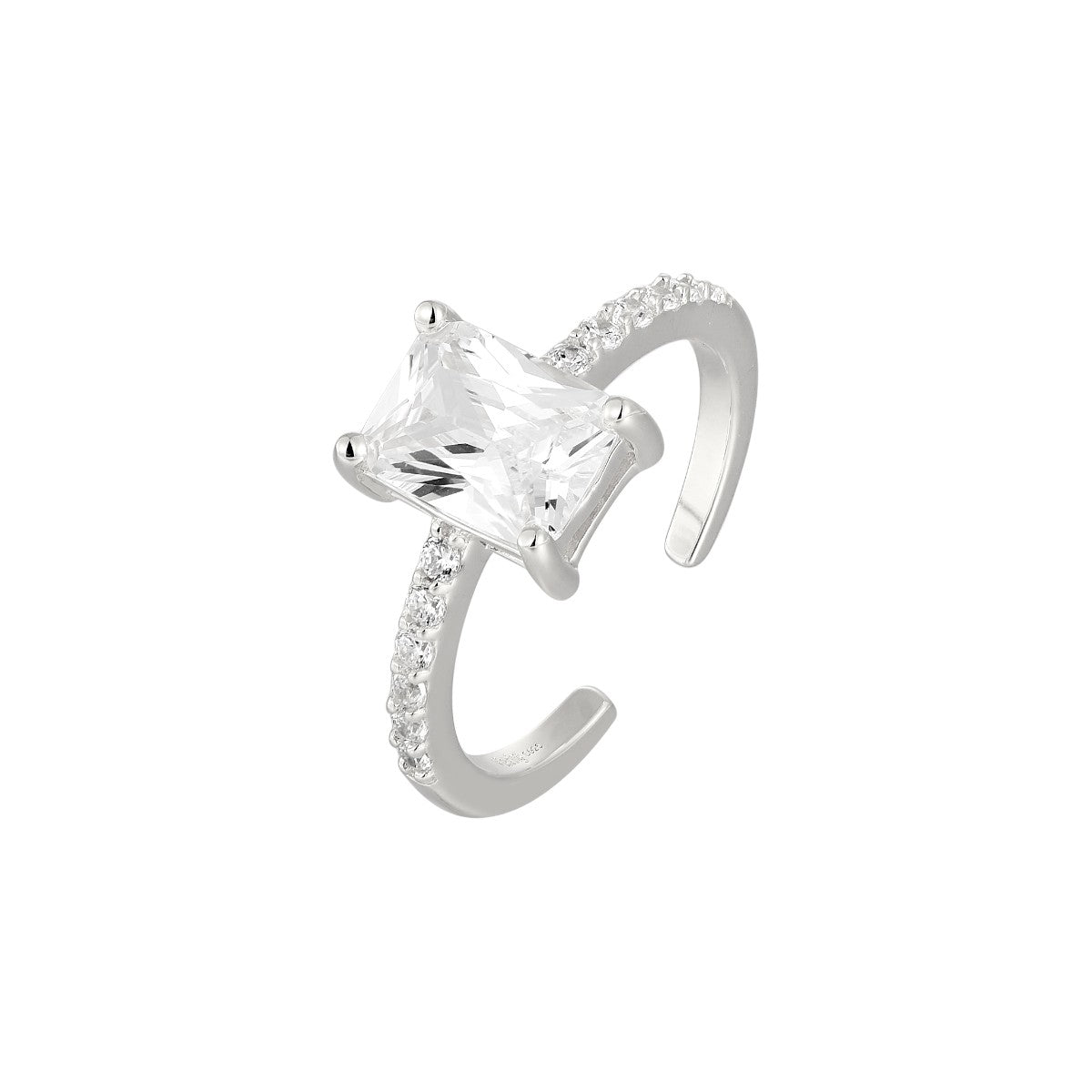Vielring - Großer Zirkonia Stein Ring - 925 Silber - Silber