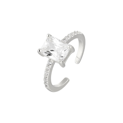 Vielring - Großer Zirkonia Stein Ring - 925 Silber - Silber