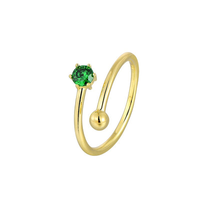 Vielring - Grün Huggie Zirkonia Stein Ring - 925 Silber - Gold