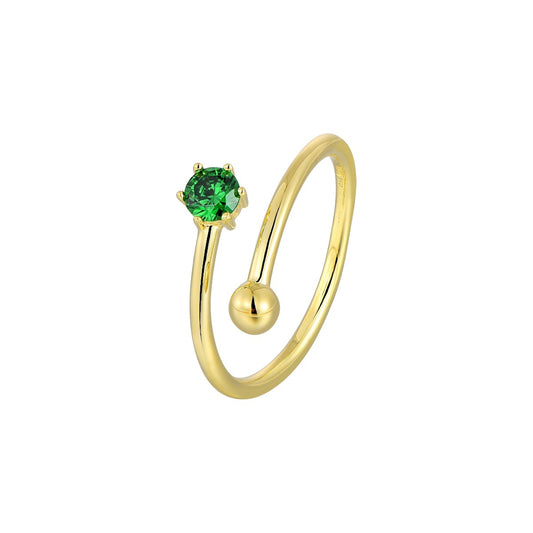 Vielring - Grün Huggie Zirkonia Stein Ring - 925 Silber - Gold