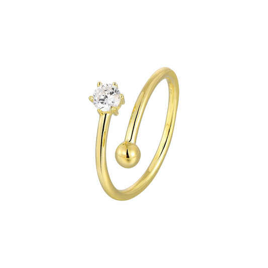 Vielring - Weiß Huggie Zirkonia Stein Ring - 925 Silber - Gold