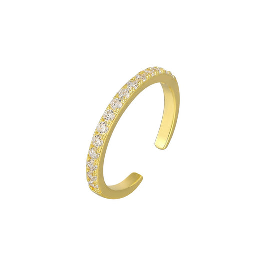 Vielring - Filigraner Band Zirkonia Steinen Ring - 925 Silber - Gold