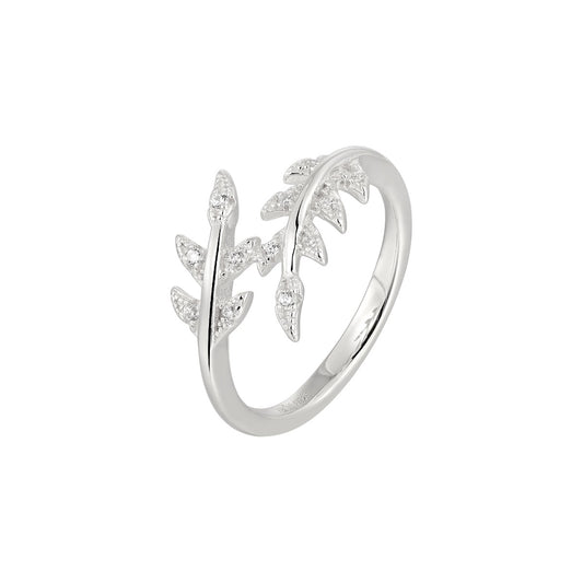 Vielring - Olivenblatt Zirkonia Steinen Ring - 925 Silber - Silber