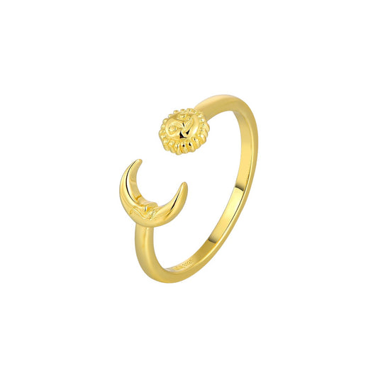 Vielring - Sonne Mond Ring - 925 Silber - Gold