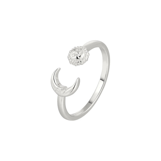 Vielring - Sonne Mond Ring - 925 Silber - Silber