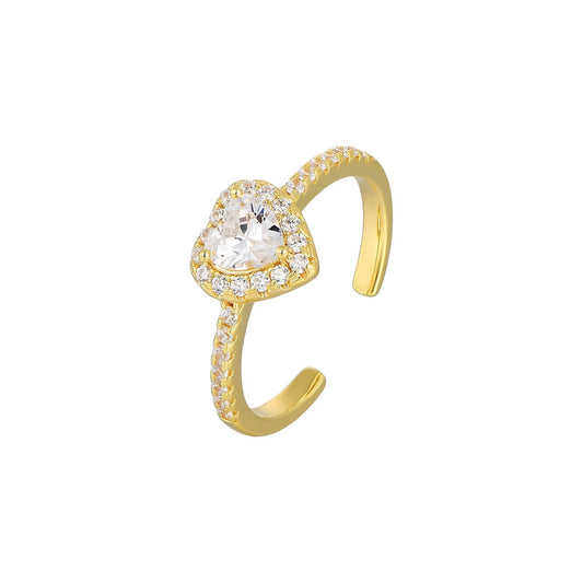 Vielring - Herz Zirkonia Ring - 925 Silber - Gold