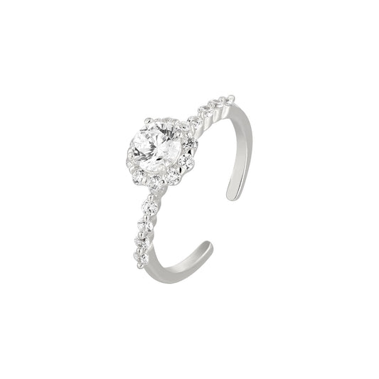 Vielring - Runder Zirkonia Stein Ring - 925 Silber - Silber