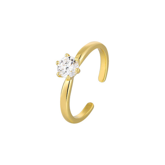 Vielring - Runder Zirkonia Ring - 925 Silber - Gold