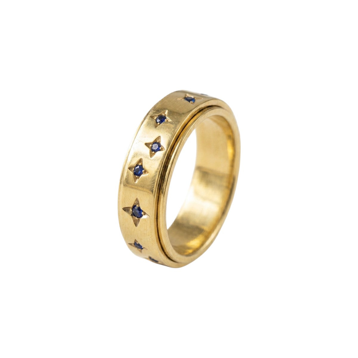 Vielring - Blauer Sternen Anti-Stress-Ring – Edelstahl - Gold / 49 | ø15.6