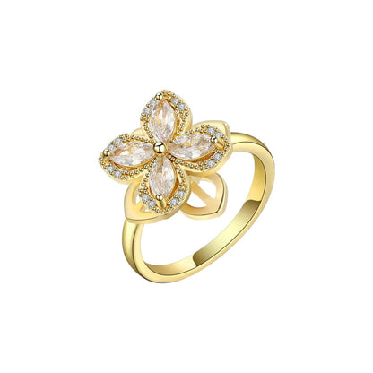 Blume Anti-Stress-Ring – 925 Silber