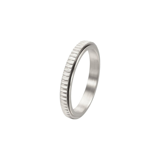 Dünner Gerillter Anti-Stress-Ring – Edelstahl