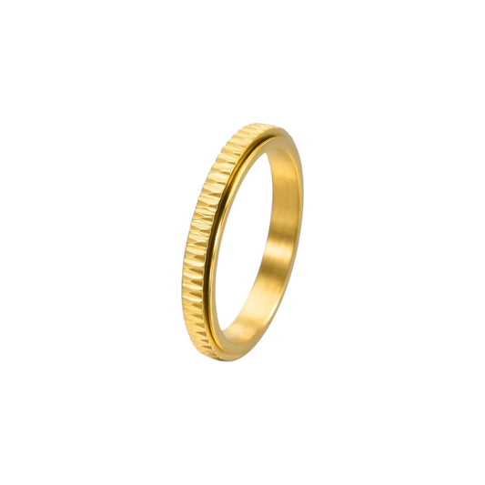 Dünner Gerillter Anti-Stress-Ring – Edelstahl
