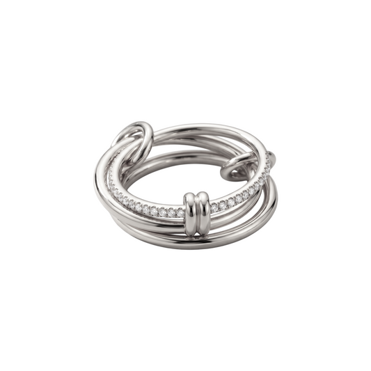 Dreifacher Ineinandergreifender Zirkonia Anti-Stress-Ring – Edelstahl