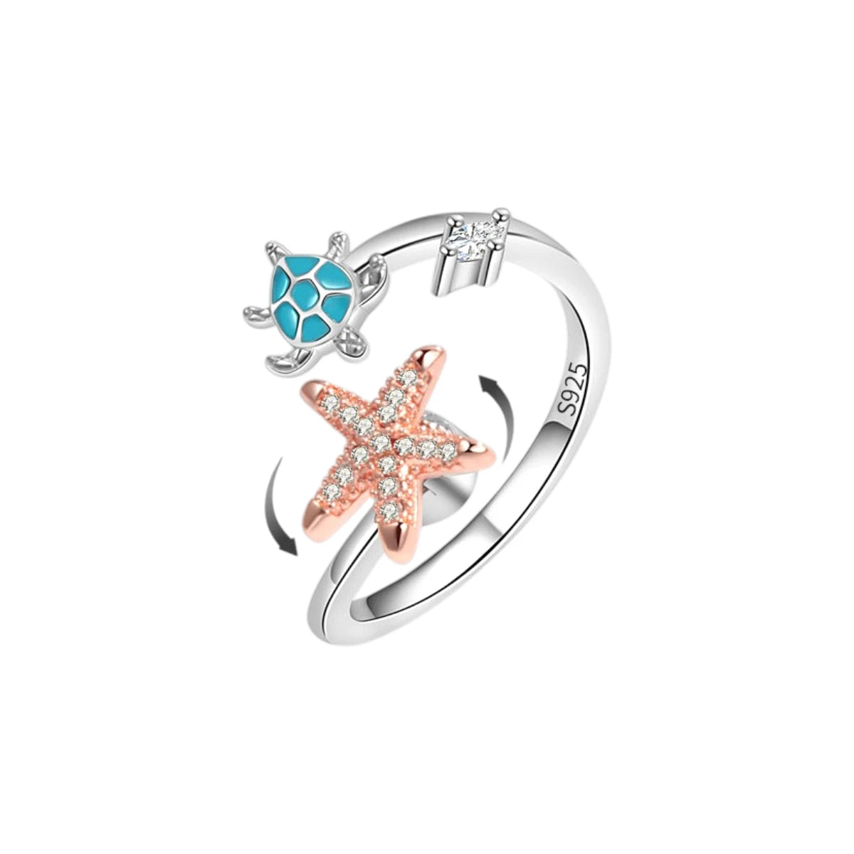 Vielring - Schildkröten Seestern Anti-Stress-Ring – 925 Silber - Silber