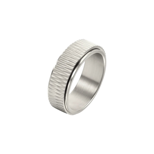 Breiter Gerillter Anti-Stress-Ring – Edelstahl