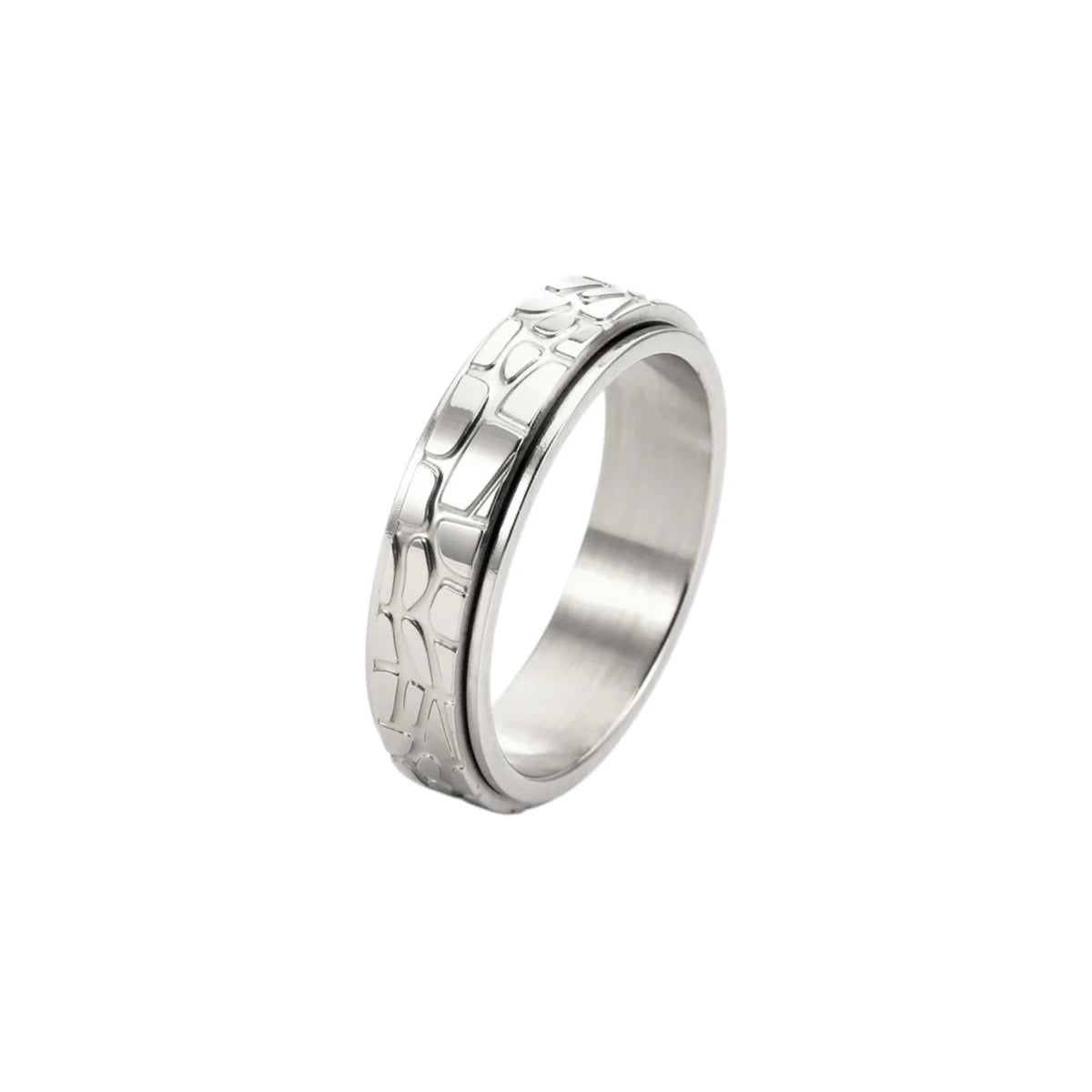 Steinstruktur Anti-Stress-Ring – Edelstahl