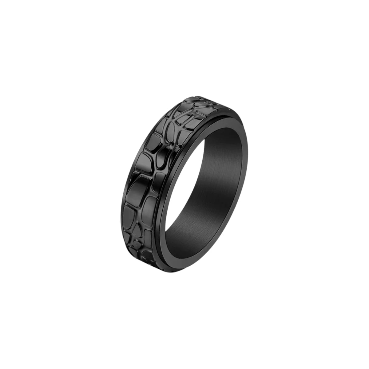 Steinstruktur Anti-Stress-Ring – Edelstahl