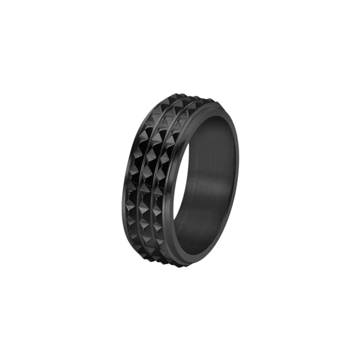 Breiter Pyramiden Anti-Stress-Ring – Edelstahl