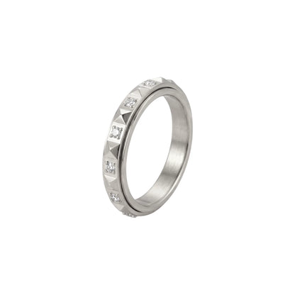 Pyramiden Zirkonia Anti-Stress-Ring – Edelstahl