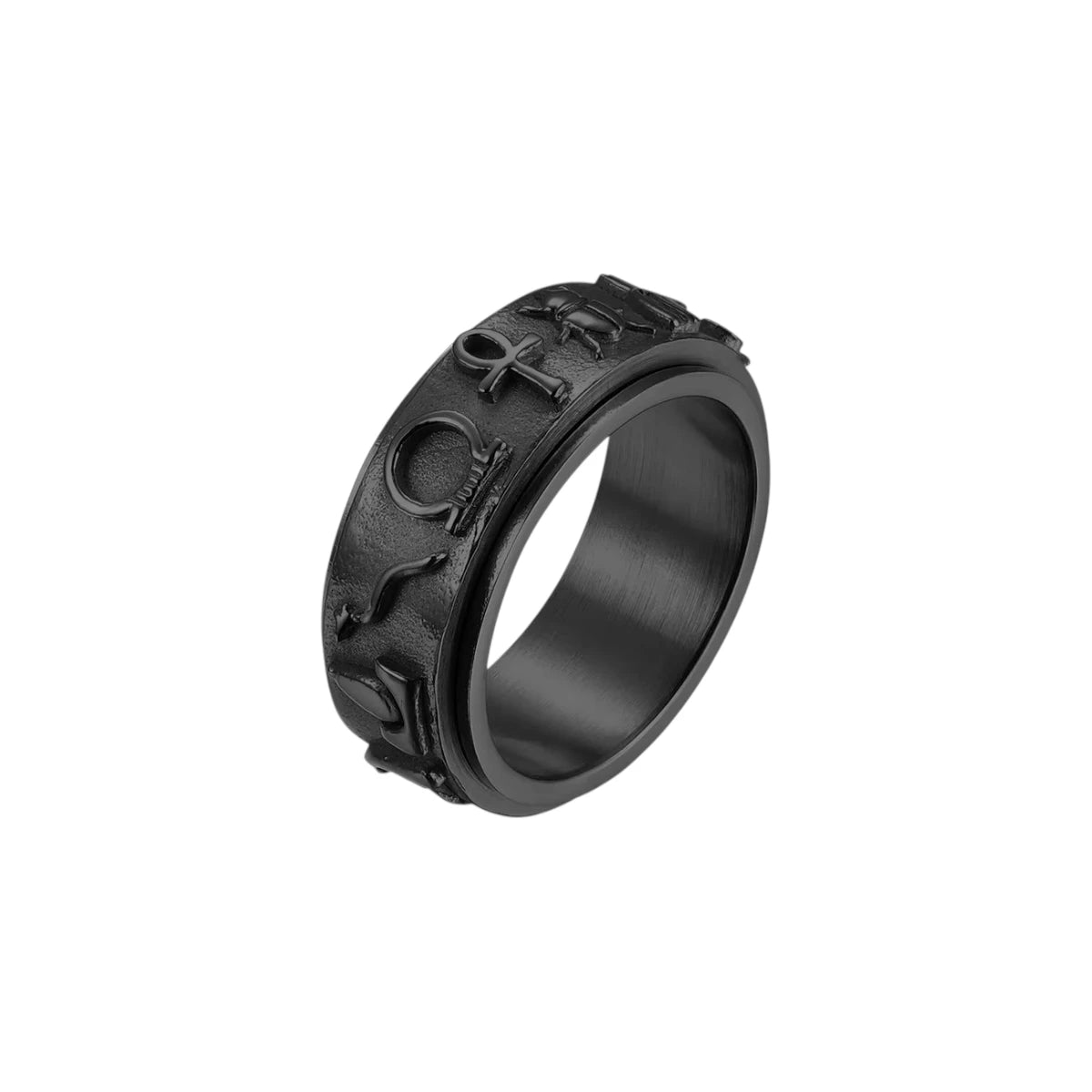 Vielring - Schutzsymbol Anti-Stress-Ring – Edelstahl - Schwarz / 49 | ø15.6