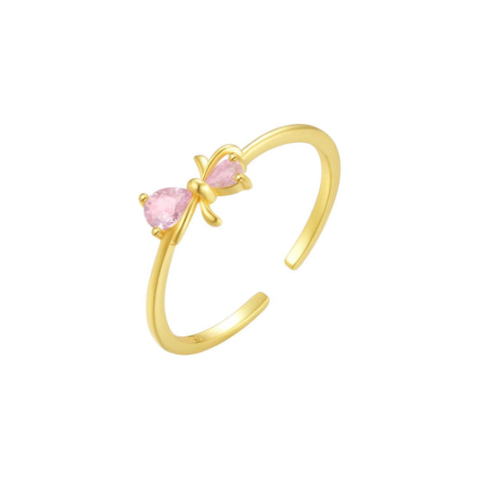 Vielring - Zirkonia Stein Schleifen Ring - 925 Silber - Gold