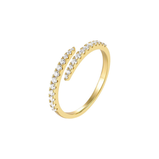 Vielring - Doppel Zirkonia Stein Ring - 925 Silber - Gold