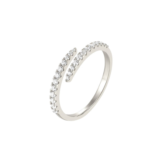 Vielring - Doppel Zirkonia Stein Ring - 925 Silber - Silber