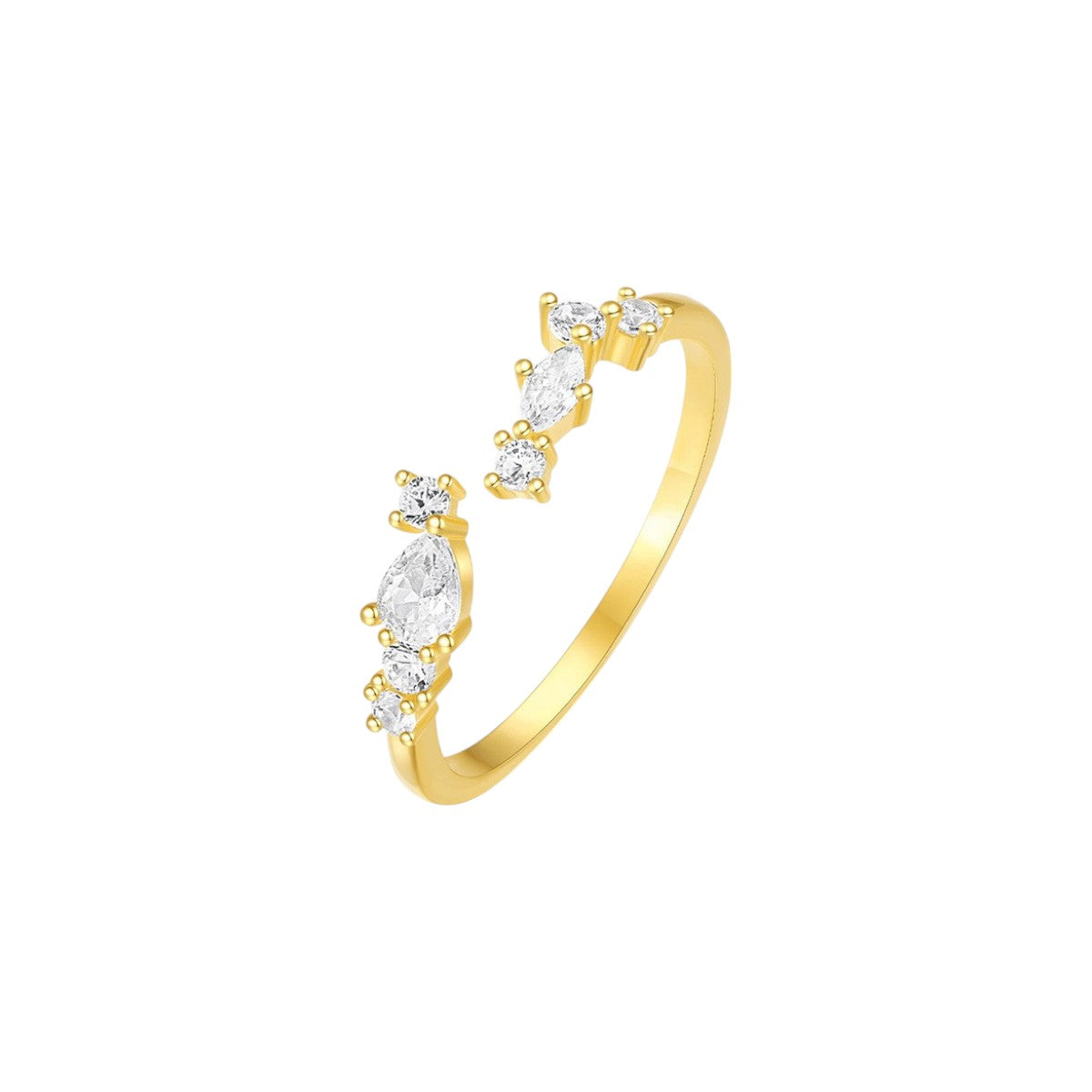 Vielring - Viele Zirkonia Steinen Ring - 925 Silber - Gold