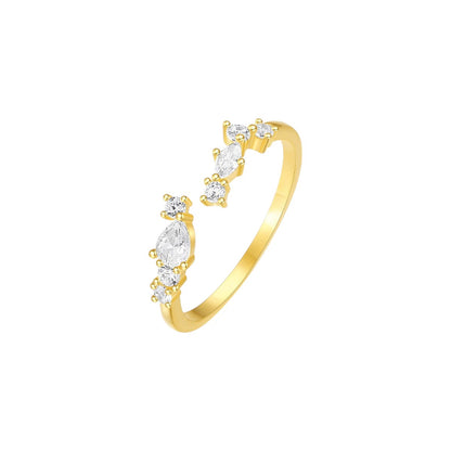 Vielring - Viele Zirkonia Steinen Ring - 925 Silber - Gold