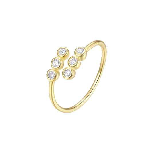 Vielring - Runde Zirkonia Steinen Ring - 925 Silber - Gold
