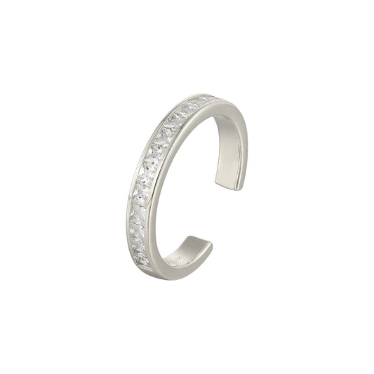 Square ring with zirconia stones - 925 silver