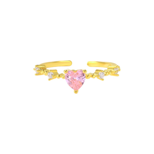 Pinker Herz Ring - 925 Silber