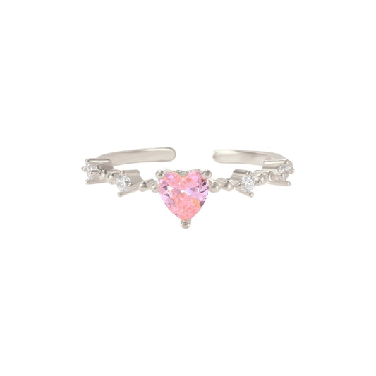 Pinker Herz Ring - 925 Silber