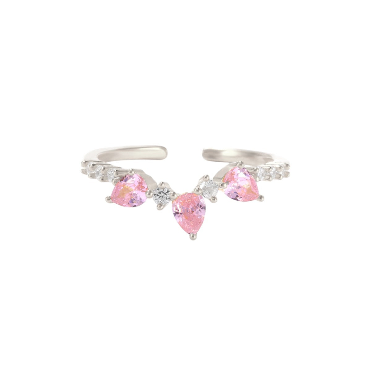 Herz Pinke Steine Ring - 925 Silber