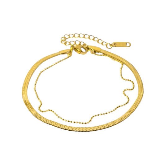 Vielring - Double Layered Snake Fußkettchen - Gold