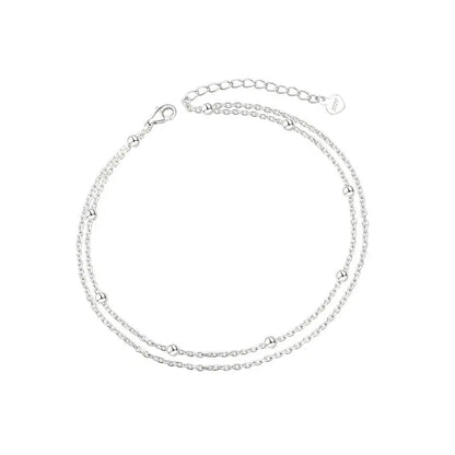 Vielring - Double Chain Layered Kugel Fußkettchen - 925 Sterling Silber - Silber