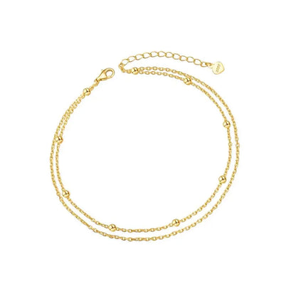Vielring - Double Chain Layered Kugel Fußkettchen - 925 Sterling Silber - Gold