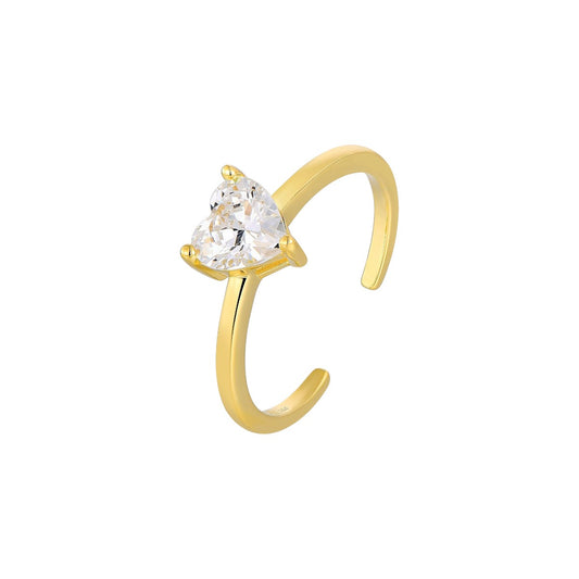 Vielring - Ring mit Zirkonia Herz-Stein - 925 Silber - Gold