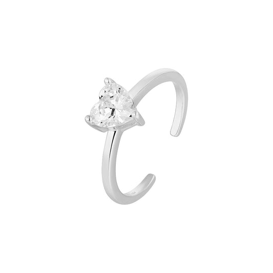 Vielring - Ring mit Zirkonia Herz-Stein - 925 Silber - Silber