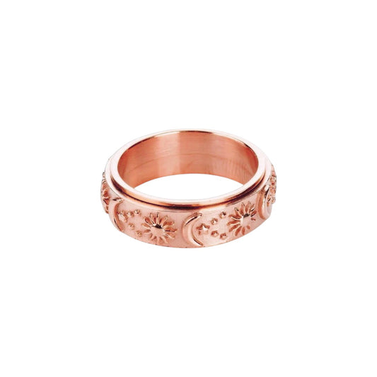 Moon Sun Rotating Ring - Stainless Steel