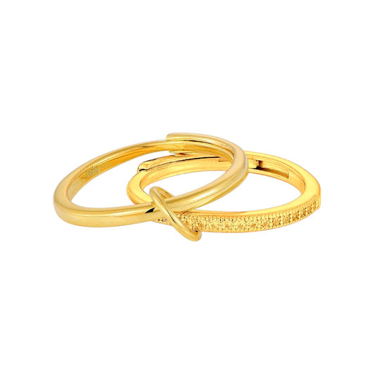 Vielring - Verbundene Zweier Ringe mit Zirkonia Steinen - 925 Silber - Gold